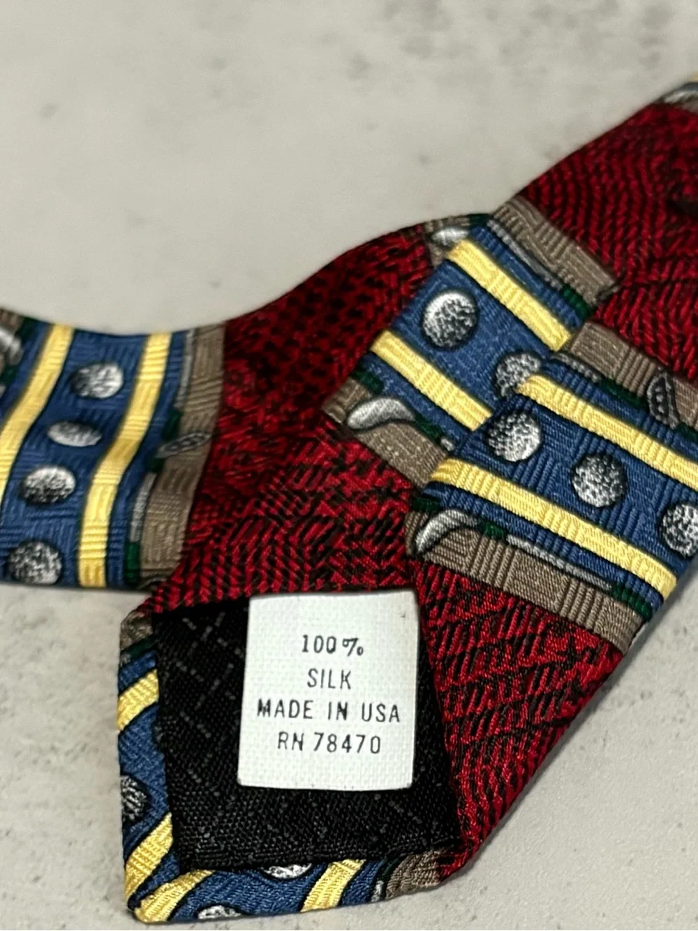 Vintage Payne Stewart Golf Tie 100% Silk Made in USA Red Novelty Necktie